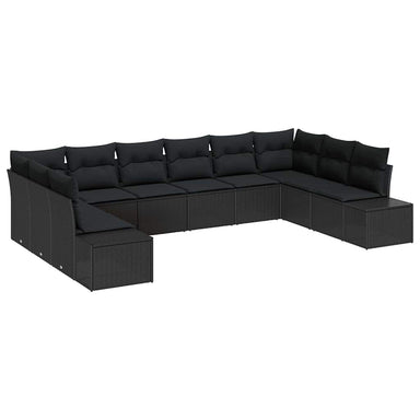 Tuinbankenset 10 st 9-Aantal zitplaatsen Zwart Polyrattan