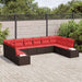 Tuinbankenset 10 st 9-Aantal zitplaatsen Bruin en Rood