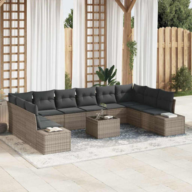 Tuinbankenset 10 st 9-Aantal zitplaatsen Grijs Polyrattan
