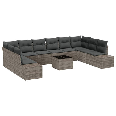 Tuinbankenset 10 st 9-Aantal zitplaatsen Grijs Polyrattan