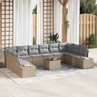 Tuinbankenset 10 st 9-Aantal zitplaatsen Beige en Licht Grijs