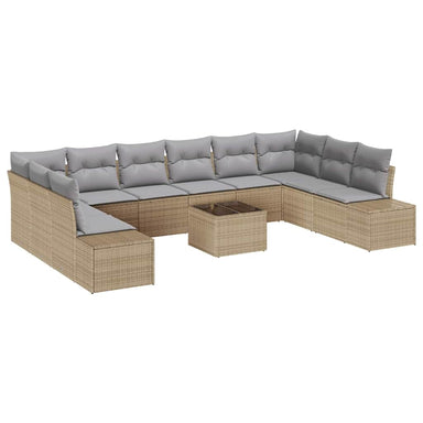 Tuinbankenset 10 st 9-Aantal zitplaatsen Beige en Licht Grijs