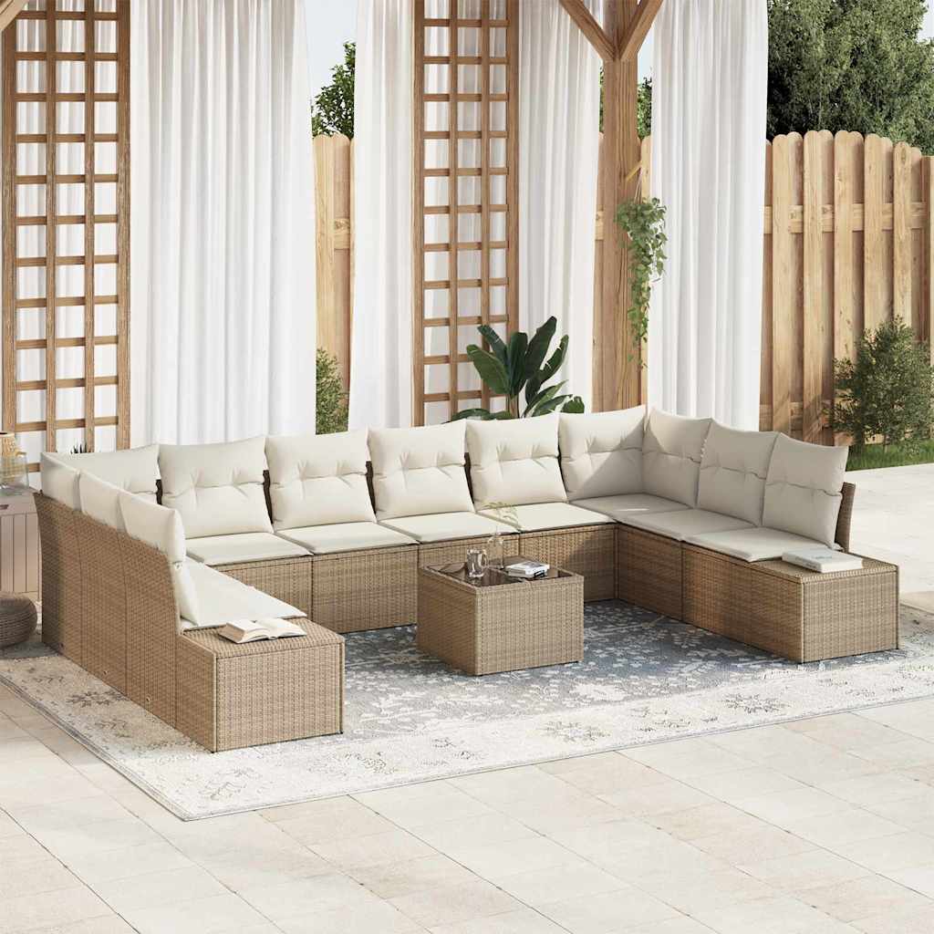 Tuinbankenset 10 st 9-Aantal zitplaatsen Beige en Crème