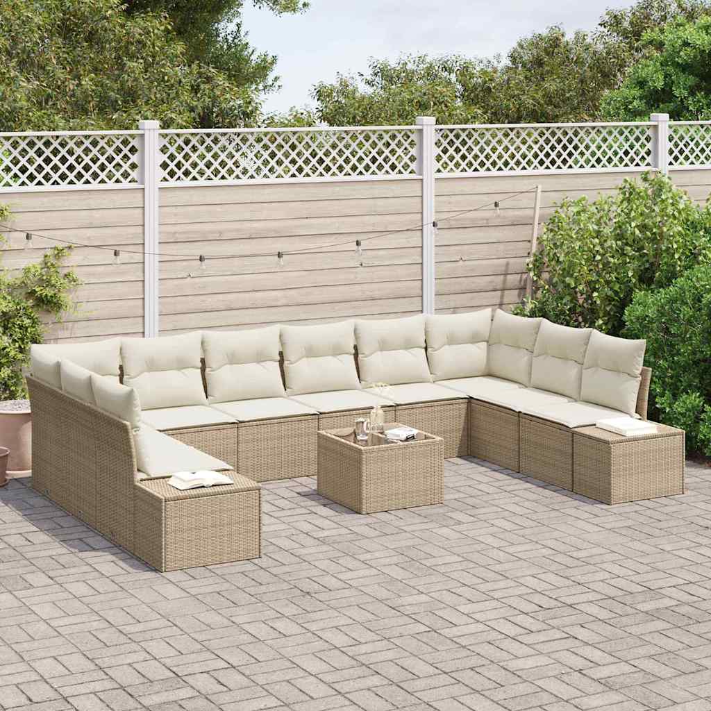 Tuinbankenset 10 st 9-Aantal zitplaatsen Beige en Crème