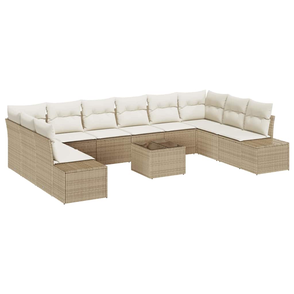 Tuinbankenset 10 st 9-Aantal zitplaatsen Beige en Crème