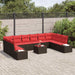 Tuinbankenset 10 st 9-Aantal zitplaatsen Bruin en Rood