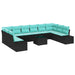 Tuinbankenset 10 st 9-Aantal zitplaatsen Zwart en Turquoise
