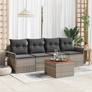 Tuinbankenset 5 st 4-Aantal zitplaatsen Grijs poly rattan