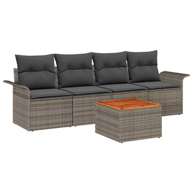 Tuinbankenset 5 st 4-Aantal zitplaatsen Grijs poly rattan