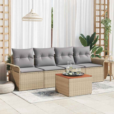 Tuinbankenset 5 st 4-Aantal zitplaatsen Beige en Licht Grijs