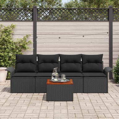 Tuinbankenset 5 st 4-Aantal zitplaatsen Zwart poly rattan