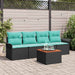 Tuinbankenset 5 st 4-Aantal zitplaatsen Zwart en Turquoise