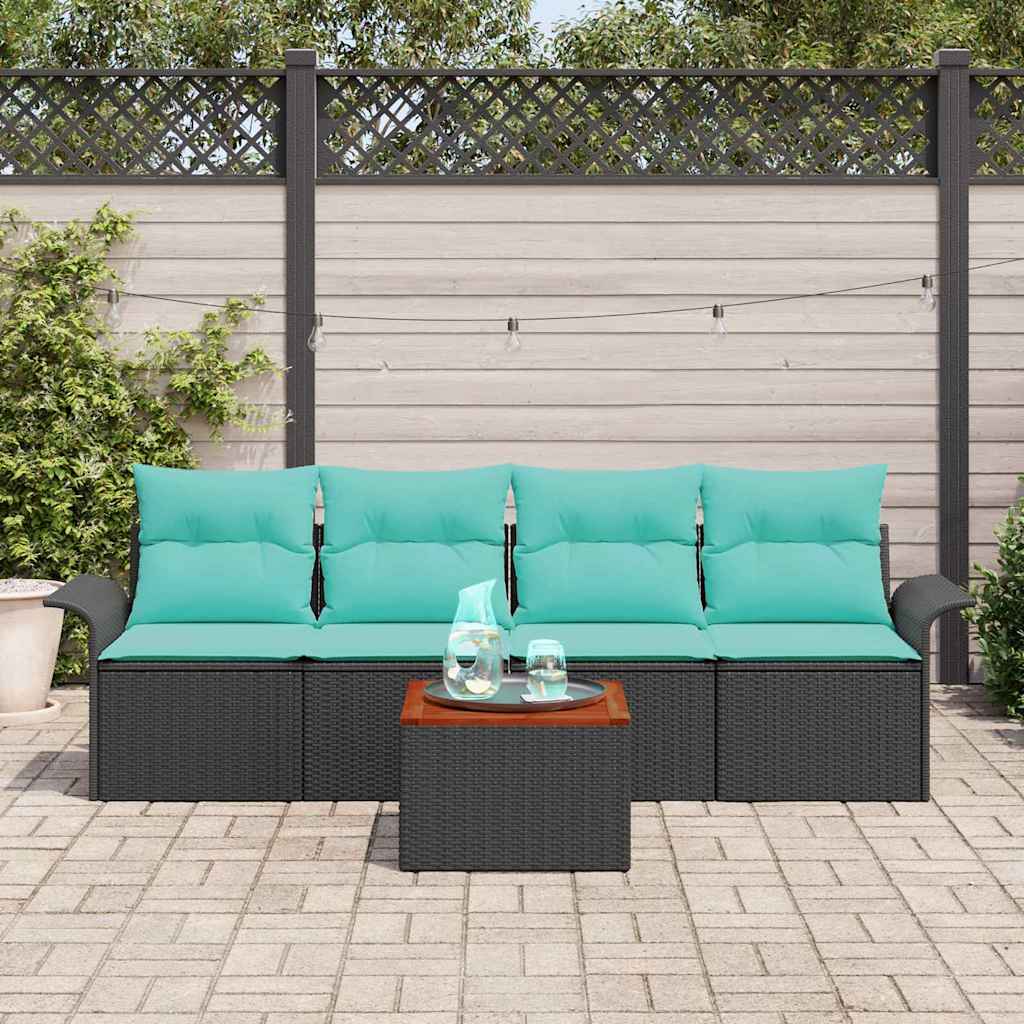 Tuinbankenset 5 st 4-Aantal zitplaatsen Zwart en Turquoise