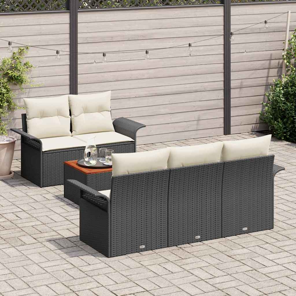 Tuinbankenset 6 st 5-Aantal zitplaatsen Zwart en Crème