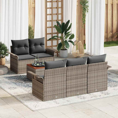 Tuinbankenset 6 st 5-Aantal zitplaatsen Grijs poly rattan