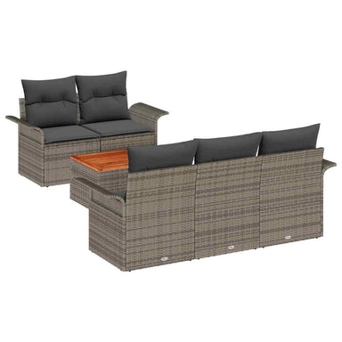 Tuinbankenset 6 st 5-Aantal zitplaatsen Grijs poly rattan