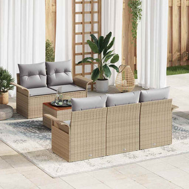 Tuinbankenset 6 st 5-Aantal zitplaatsen Beige en Licht Grijs