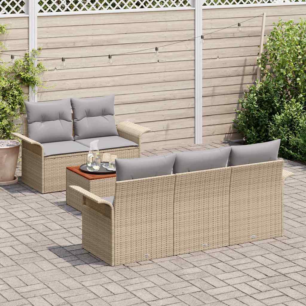 Tuinbankenset 6 st 5-Aantal zitplaatsen Beige en Licht Grijs