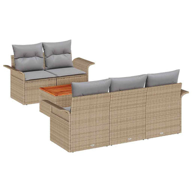 Tuinbankenset 6 st 5-Aantal zitplaatsen Beige en Licht Grijs
