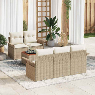 Tuinbankenset 6 st 5-Aantal zitplaatsen Beige en Crème