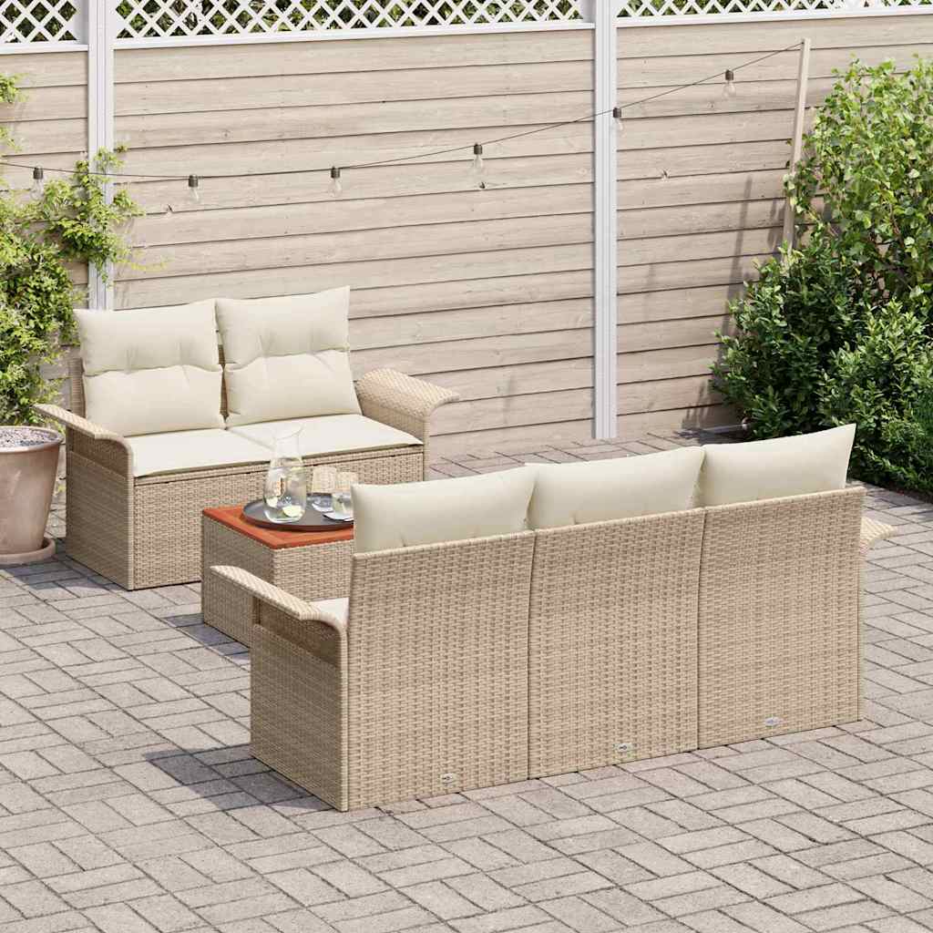 Tuinbankenset 6 st 5-Aantal zitplaatsen Beige en Crème