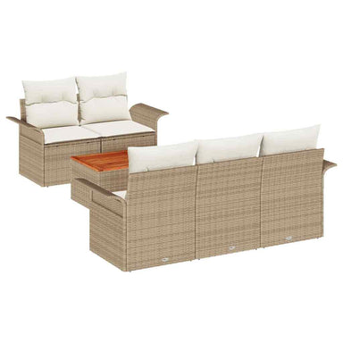 Tuinbankenset 6 st 5-Aantal zitplaatsen Beige en Crème
