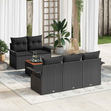 Tuinbankenset 6 st 5-Aantal zitplaatsen Zwart poly rattan