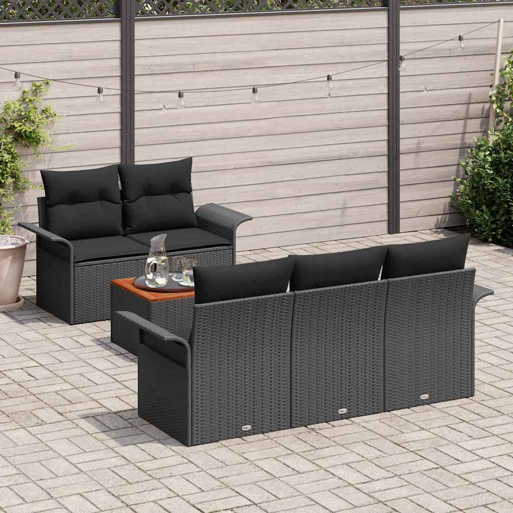 Tuinbankenset 6 st 5-Aantal zitplaatsen Zwart poly rattan