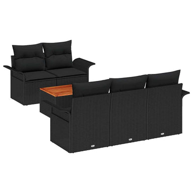 Tuinbankenset 6 st 5-Aantal zitplaatsen Zwart poly rattan