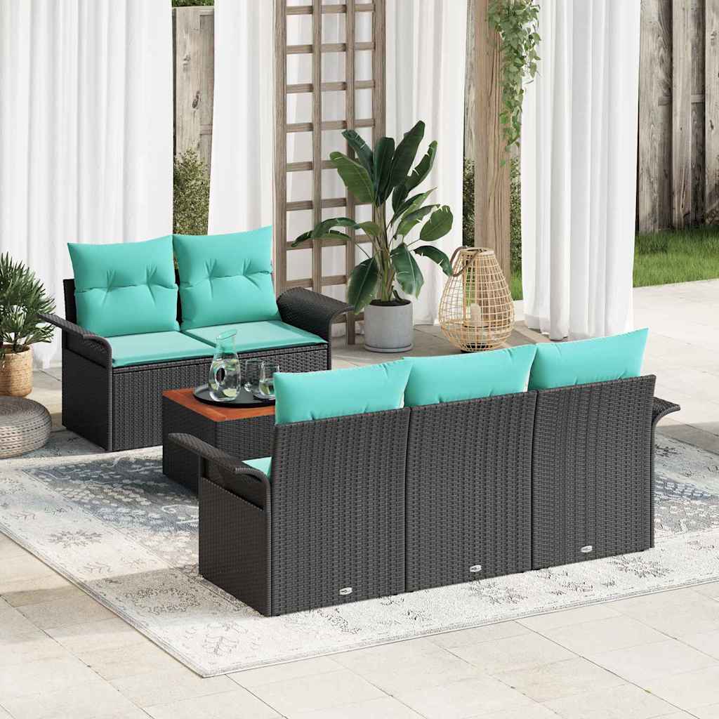 Tuinbankenset 6 st 5-Aantal zitplaatsen Zwart en Turquoise