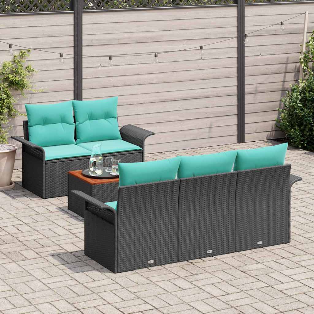 Tuinbankenset 6 st 5-Aantal zitplaatsen Zwart en Turquoise