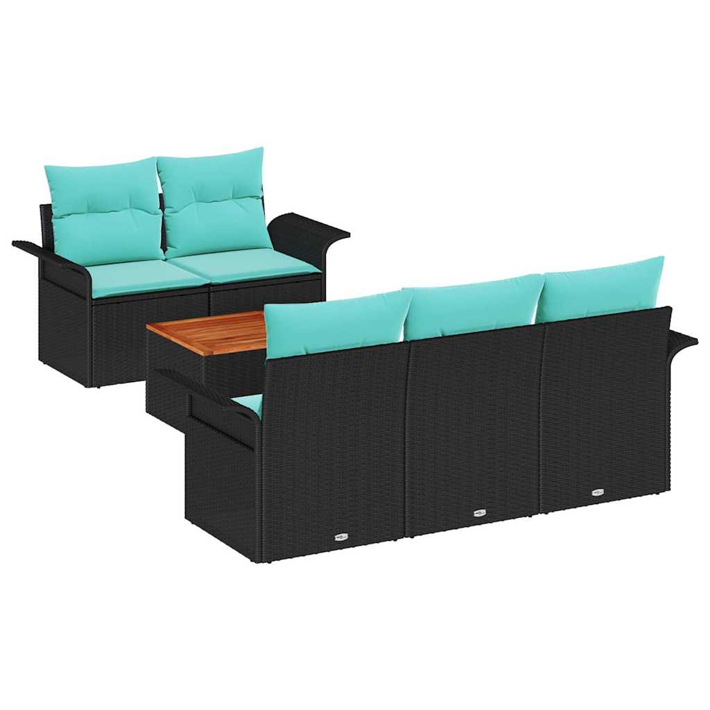 Tuinbankenset 6 st 5-Aantal zitplaatsen Zwart en Turquoise