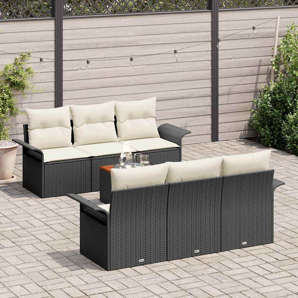Tuinbankenset 7 st 6-Aantal zitplaatsen Zwart en Crème