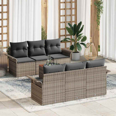 Tuinbankenset 7 st 6-Aantal zitplaatsen Grijs poly rattan
