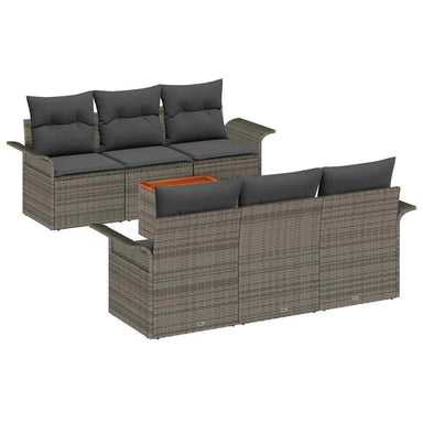 Tuinbankenset 7 st 6-Aantal zitplaatsen Grijs poly rattan