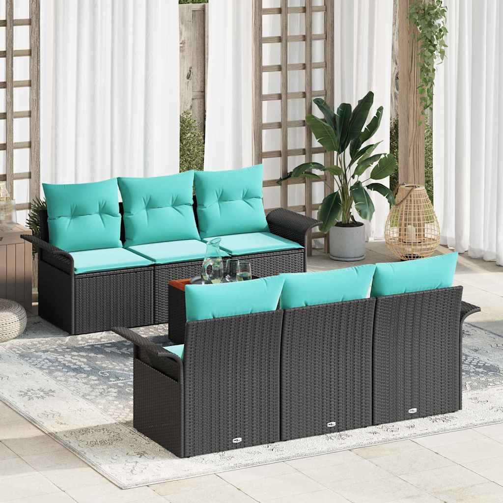 Tuinbankenset 7 st 6-Aantal zitplaatsen Zwart en Turquoise