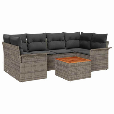 Tuinbankenset 7 st 6-Aantal zitplaatsen Grijs poly rattan