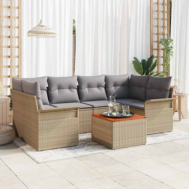 Tuinbankenset 7 st 6-Aantal zitplaatsen Beige en Licht Grijs