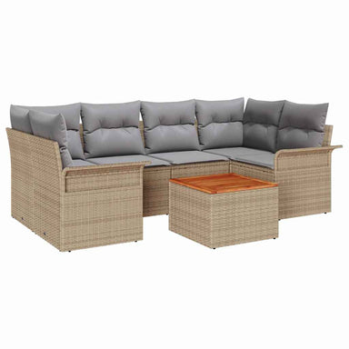 Tuinbankenset 7 st 6-Aantal zitplaatsen Beige en Licht Grijs
