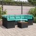 Tuinbankenset 7 st 6-Aantal zitplaatsen Zwart en Turquoise