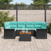 Tuinbankenset 7 st 6-Aantal zitplaatsen Zwart en Turquoise
