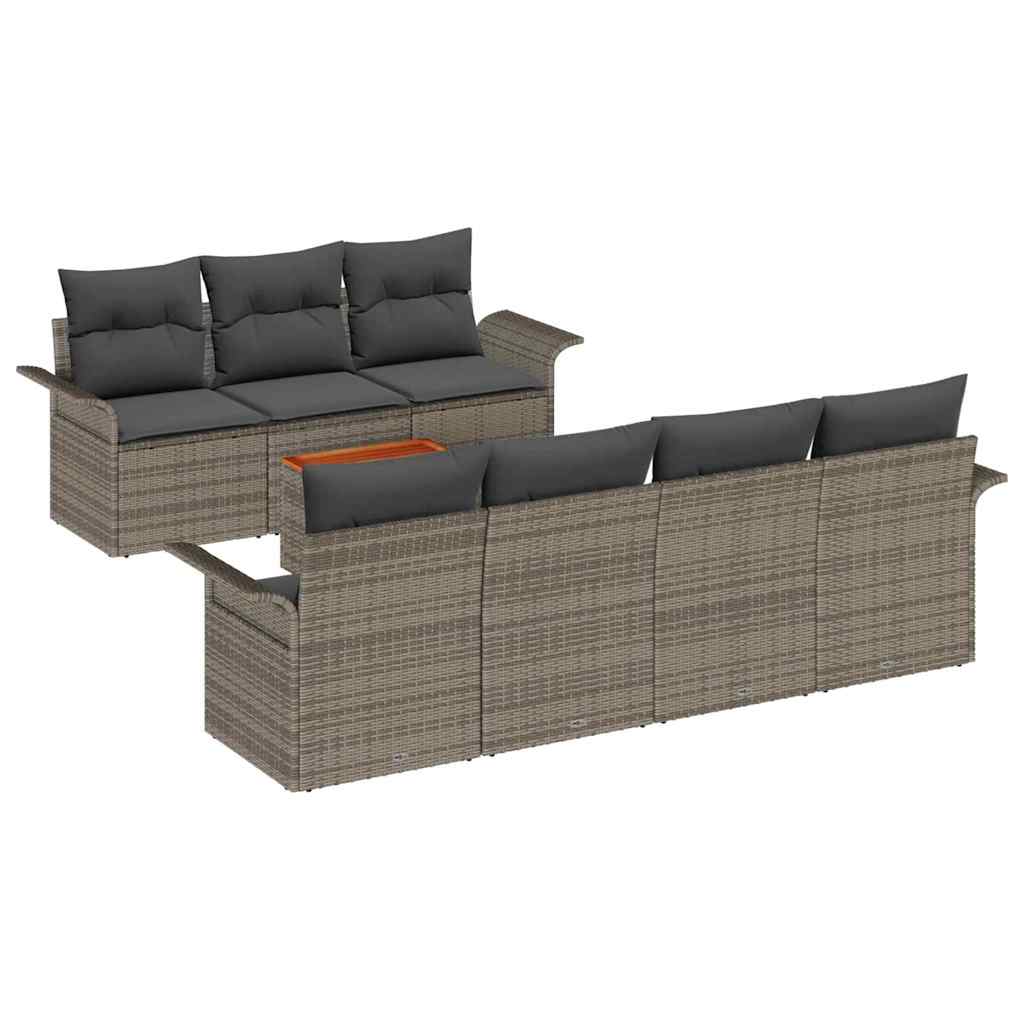 Tuinbankenset 8 st 7-Aantal zitplaatsen Grijs poly rattan