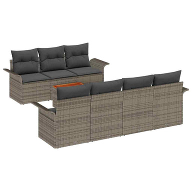 Tuinbankenset 8 st 7-Aantal zitplaatsen Grijs poly rattan