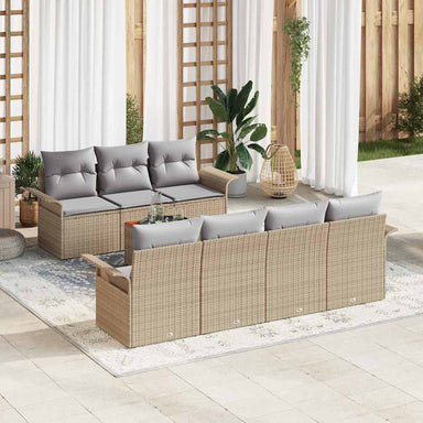 Tuinbankenset 8 st 7-Aantal zitplaatsen Beige en Licht Grijs