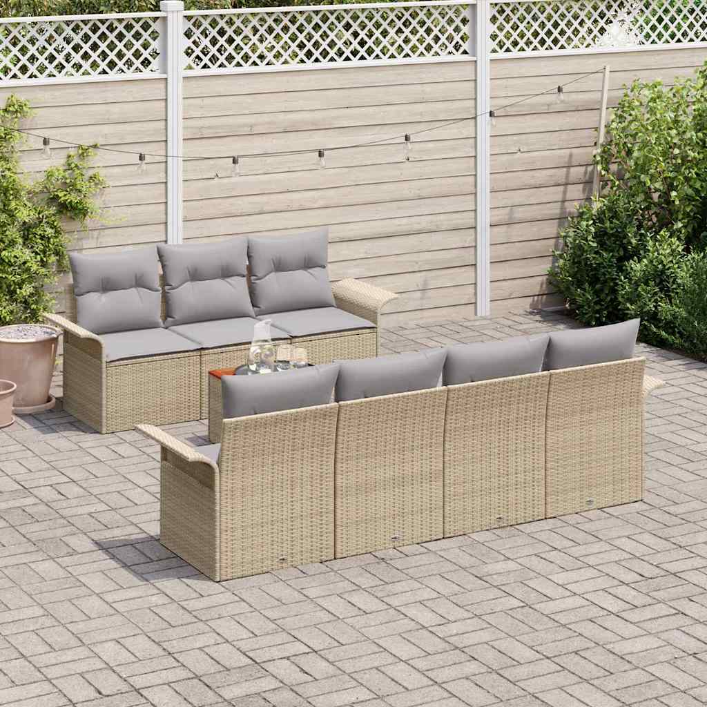 Tuinbankenset 8 st 7-Aantal zitplaatsen Beige en Licht Grijs