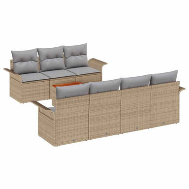 Tuinbankenset 8 st 7-Aantal zitplaatsen Beige en Licht Grijs