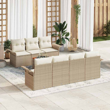 Tuinbankenset 8 st 7-Aantal zitplaatsen Beige en Crème