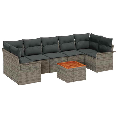 Tuinbankenset 8 st 7-Aantal zitplaatsen Grijs poly rattan