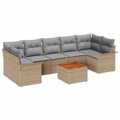 Tuinbankenset 8 st 7-Aantal zitplaatsen Beige en Licht Grijs