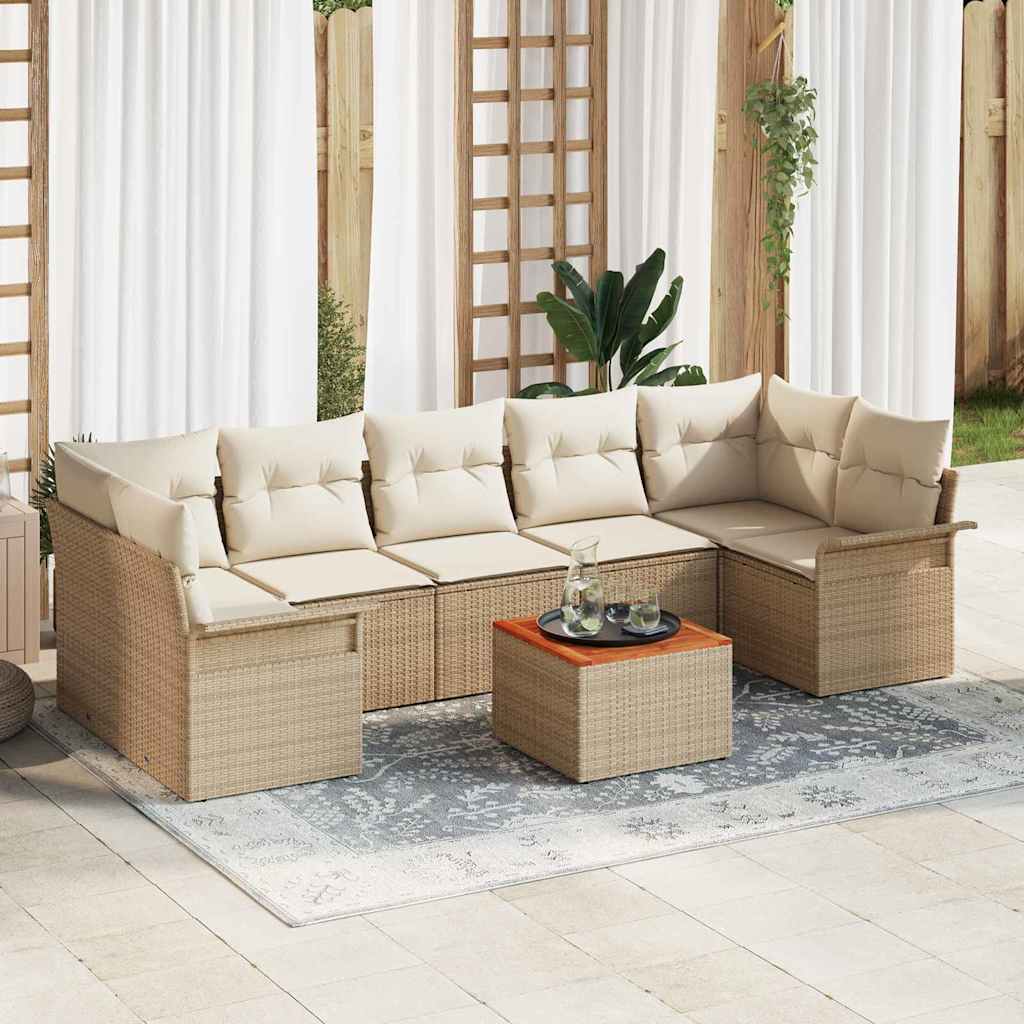 Tuinbankenset 8 st 7-Aantal zitplaatsen Beige en Crème